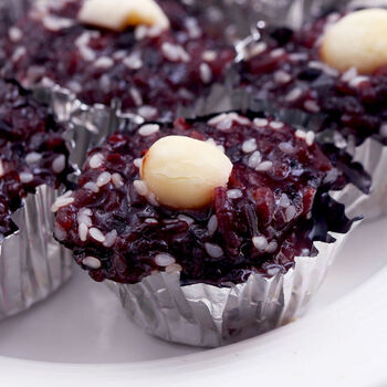 黑糯米糕锡纸莲子速冻黑米糕早餐小吃糕点甜点360g3共36只aa1包12颗