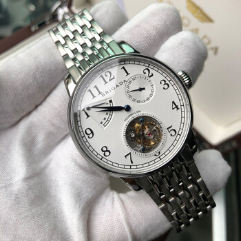 宝茄达brigada海鸥陀飞轮机芯手表男机械多功能男表数字钢带