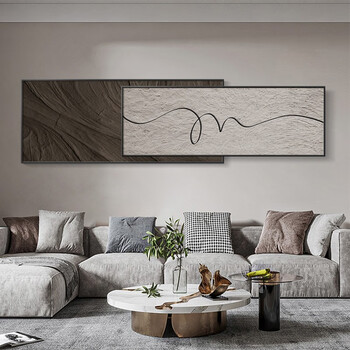 网红侘寂风沙发背景墙装饰画肌理感客厅挂画线条现代床头极简卧室 hr