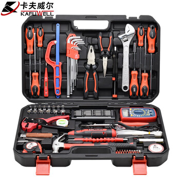 卡夫威尔 电讯电子电工工具箱套装电动螺丝批万用表剥线钳组套工具 74件套 C3708A