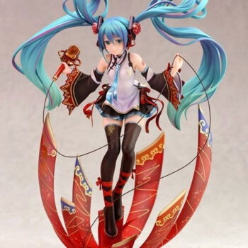 初音未來手辦動漫二次元蝴蝶美少女miku跪姿機箱擺件q版壓泡麵初音