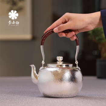 李小白银壶 纯银9999烧水银壶 纯手工制作锤点银壶 纯银银壶 500克900毫升