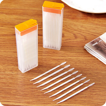 恋金用品塑料牙签带小刷头要塑料牙签带毛刷刷头包装牙签剔牙两头 600