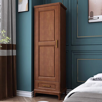 迪筑中式实木单门小衣柜家用卧室简易储物柜小户型多层收纳置物小衣橱