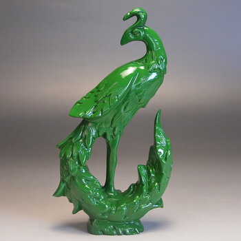 仙纵绿色木雕凤凰摆件实木吉祥摆设装饰新婚新居送礼品红木质雕刻动物