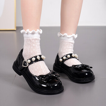 中学女生小皮鞋女初中生高中学生女童公主鞋春秋新款演出珍珠单鞋小