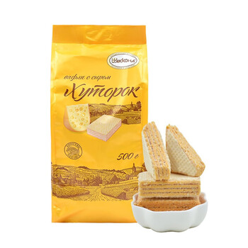 阿孔特俄罗斯进口拉丝饼干威化 休闲零食品无蜂蜜华夫饼夹心网红小圆