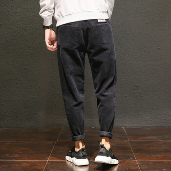 灯芯绒裤子韩版百搭加大码直筒宽松秋装季休闲长裤哈伦萝卜裤黑色28