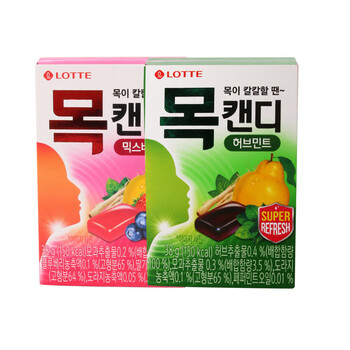韩国lotte乐天薄荷木瓜草莓薄荷糖润喉糖38g10水果味糖果草莓味润喉糖