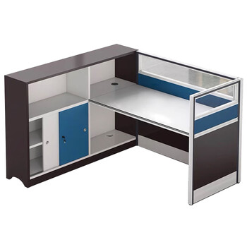 组合屏风多人职员办公卡位工作站含侧边高柜侧边采用木桌腿颜色可选