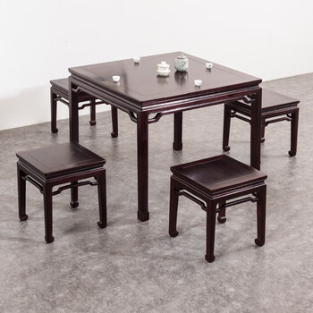 雍容合院血檀学名染料紫檀四方桌正方形明式四仙桌中式实木餐桌饭桌