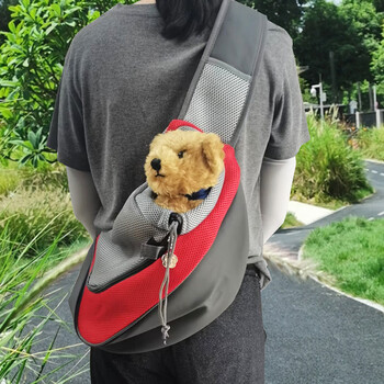 宠物用品宠物包猫狗旅行便携单肩包透气网布背包宠物外出包斜挎包 红