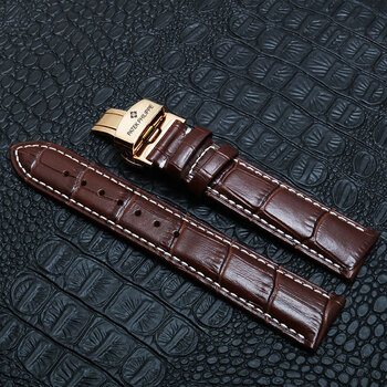 【官方旗舰】百达翡丽表带原装pp手表带 原装真表皮男女款 蝴蝶扣表链