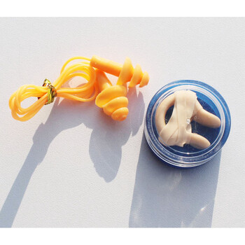 【京东优选】游泳 带绳鼻夹耳塞 高档盒装 组合 超软蘑菇耳塞 橘色