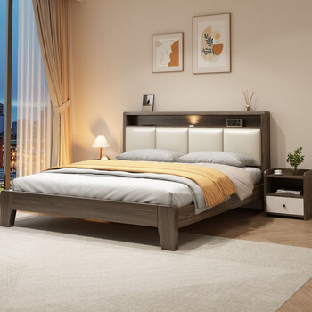 骏胜床实木床现代简约1.8m家用轻奢主卧双人床1.