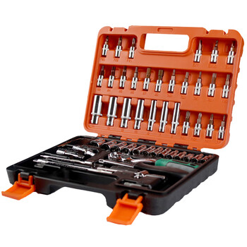 53件套小飞套筒套装小快速扳手内六角梅花旋具小棘轮汽修工具套装 24