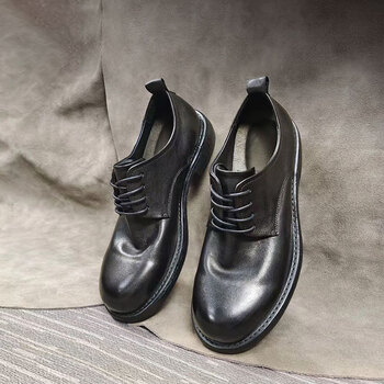韩皮匠水洗大头固特异皮底复古手工皮鞋英伦德比男士商务正装休闲鞋