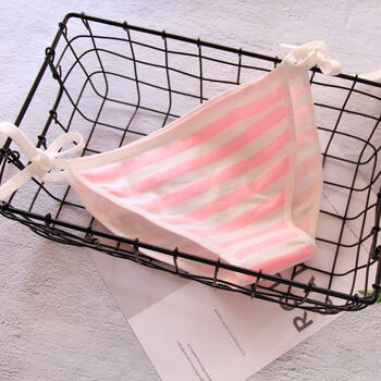 蓝白条纹胖次初音棉质绑带性感内裤动漫周边内裤卜邻1件粉色条纹均码