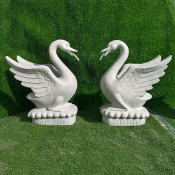 俊阳 汉白玉石雕天鹅庭院流水景观水景喷泉喷水石头鹅