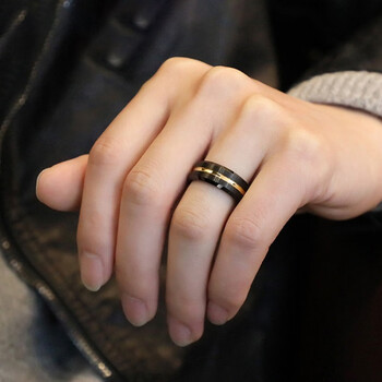 很浪蔓遥暖黑金戒指男士潮学生霸气食指单身贵族戒子潮女闺蜜个性戒指