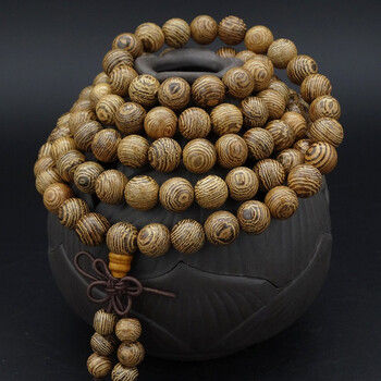 qiaoli金丝檀木108颗手链6mm红木金丝楠木佛珠手串沉香木质念珠鸡翅木