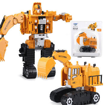 【五只合体 合金版】变形机器人工程车套装儿童玩具男孩汽车模型5合体