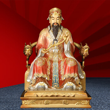 三漫陀铜彩绘财神爷佛像家用店铺办公室范蠡比干文财神爷神像摆件