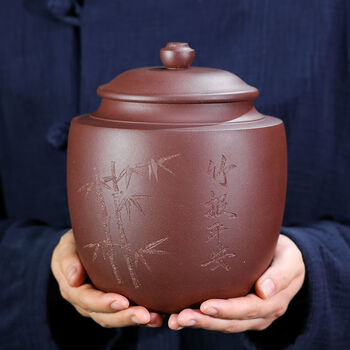 驰诺紫砂茶叶罐赏陶轩紫玉金砂普洱茶缸陶瓷醒茶罐储存罐子一斤装款七