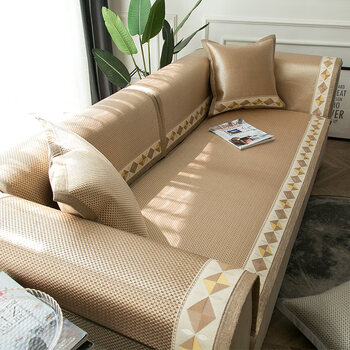 沙发垫夏季坐垫凉席藤席座垫冰丝夏天款简约现代夏凉垫子防滑定做冰露