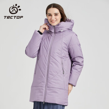 探拓（TECTOP）加厚长款棉服 女连帽户外外套防风保暖棉衣夹克 女款香芋紫 S 第34张