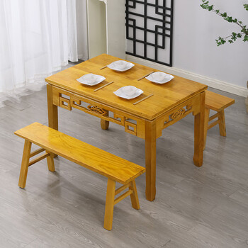 宅尚佳八仙桌实木正方形八仙桌老式农村商用新中式传统仿古凳子中堂四