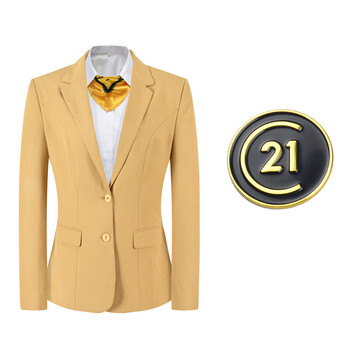 21世纪不动产工装西服女男外套黄色女西装上衣不动产金色制服工装