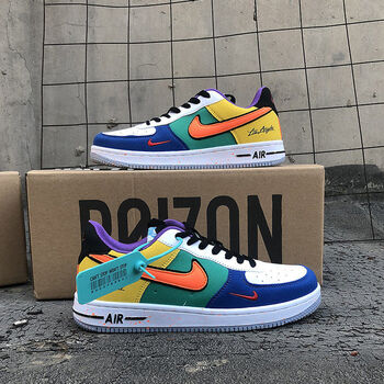 j低帮空军一号反光情侣滑板鞋 aj烟灰海盐蓝扣碎学生运动鞋 洛杉矶(高