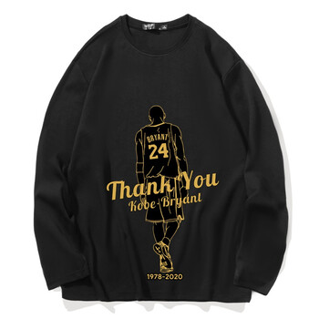 纪念长袖t恤男黑曼巴篮球纯棉宽松麦迪上衣服 前thankyou科比-黑色 l
