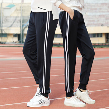束脚两道杠校服裤子男初中高中学生收口两条杠校裤女加绒运动裤厚初中