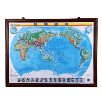 中国地形图 世界地形图 凹凸立体三维立体图 80cm*60cm 中国世界知识地图四开3d凹凸立体地形图 世界地形图