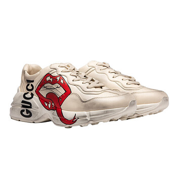 预售gucci古驰唇印老爹鞋古奇rhyton系列脏脏鞋男士运动鞋休闲鞋白色