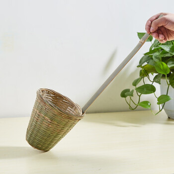 竹编竹漏勺火锅麻辣烫米粉烫勺面捞竹漏斗烫冒菜竹捞大号笊篱粉篱红色