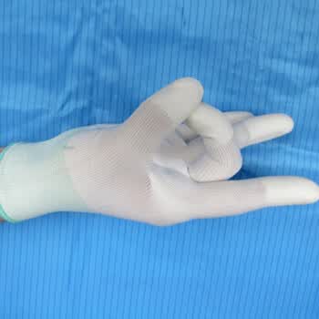 pulijie pu涂掌手套白色手套化纤无尘手套涂指手套劳保手套无尘室专用