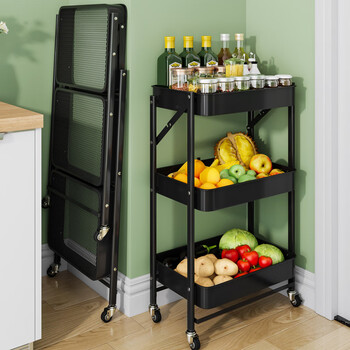 小推车置物架落地式多层可移动菜篮子家用零食蔬菜厨房用品收纳架典雅