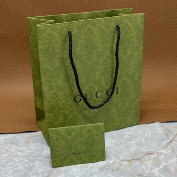 古奇酷奇绿色纸袋香水袋口红袋包装袋手提袋购物袋子围巾袋 小号竖款