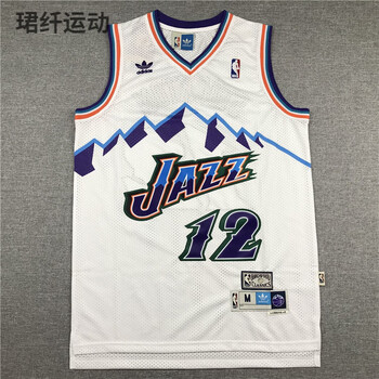 米切尔爵士45号雪山复古城市球衣32号12号斯托克顿刺绣篮球服12