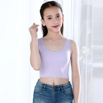 女童小背心发育期儿童女孩10-12岁小学生9夏季薄款无痕内衣 紫罗兰