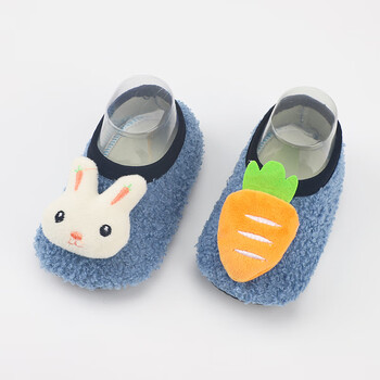 卡通鞋袜儿童早教加绒袜套墨蓝萝卜兔1双s码底长12cm适合01岁脚长12cm