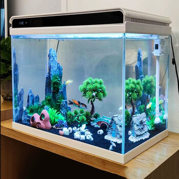 森森超白玻璃小鱼缸客厅 小型桌面家用水族箱 生态免换水金鱼缸 he480