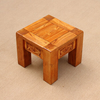 小板凳家用 小凳子家用 仿古老榆木换鞋凳茶几实木坐凳客厅茶凳沙发凳