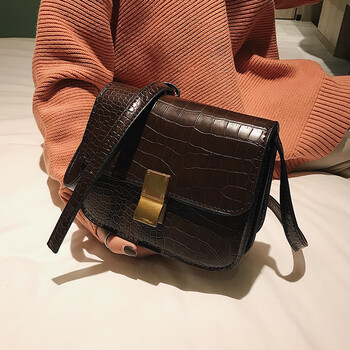 【年货节优选】新品豆腐包 纹单肩斜挎包百搭豆腐包小方包 咖啡色