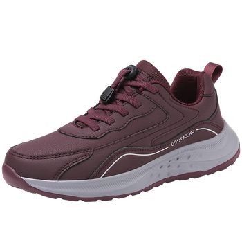 足力健健康老人鞋老人鞋女鞋秋季防泼水皮面情侣款中老年妈妈防滑休闲