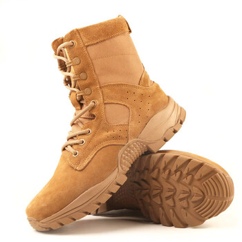 纤多洛20棕色作战靴男轻减震侧拉链战术靴牛皮陆战靴体能训练鞋作训鞋