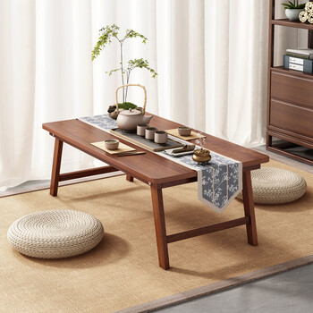 立太飘窗小桌子小茶几实木腿窗台茶几桌新中式家用可折叠小茶桌小茶台